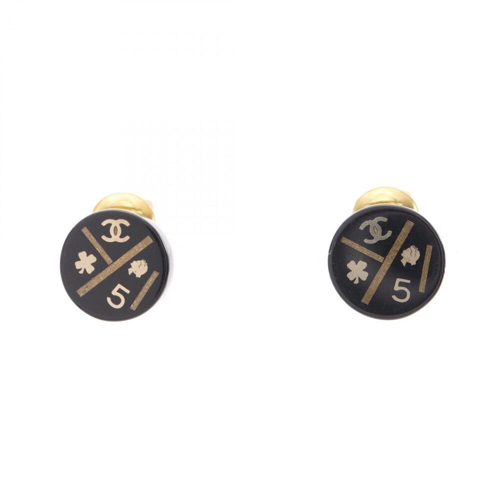 CHANEL Black Logo Earrings